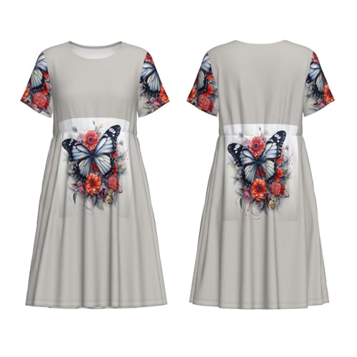 Robe d'été décontractée imprimé fleurs manches courtes