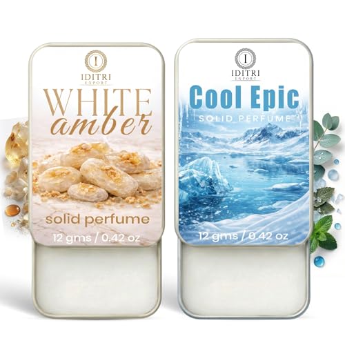 Image of IDITRI EXPORT Solid Perfume |White amber&Cool Epic Alcohol Free Wax Perfume Balm, Long Lasting | Pocket Tin 12g, Pack Of 2| Non Greasy Smooth Glide, Travel Friendly Unisex Gifts He Or Her