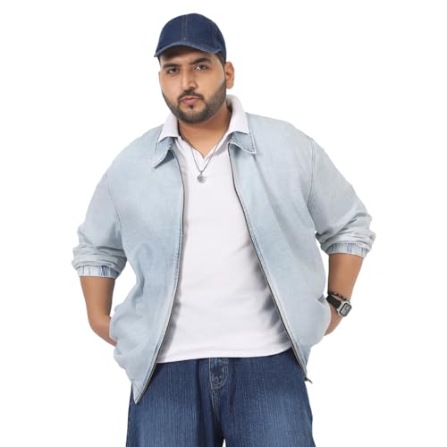 Image of Urbano Plus Men's Relaxed Fit Full Sleeve Harrington Denim Jacket