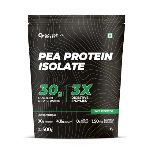 Image of Carbamide Forte Pea Protein Isolate 30Grams Per Serving | Plant Based Protein Powder Isolate With 4.8G BCAA | Unflavoured Plant Pea Protein Powder - 500Grams