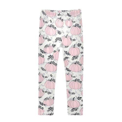 Pink Pumpkin Pattern Girls Leggings Soft Stretch Workout Yoga Dance Pants for Kids Casual Tights