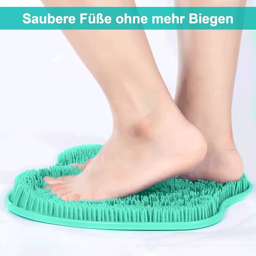 BESKAR Fußwäscher Bath Massage Pad mit Rutschfesten Saugnäpfen, Fuss Wäscher Dusche zum Reinigen der Füße Peeling No Bend, Fußpunkte Reflexzonenmatte zur Entspannung der Füße 2