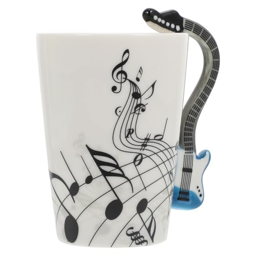 WOFASHPURET Taza de Cerámica Decorativa Diseño de Guitarra Eléctrica Azul, 1 Unidad, Apta para Bebidas Calientes y Frías, Taza Creativa para Café y Leche en Hogar y Oficina
