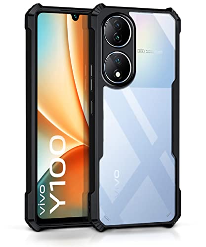 Image of WOW IMAGINE Shock Proof Clear Back Cover Case Mobile Cover for Vivo Y100 5G | Vivo T2 5G (Hard | Hybrid PC + TPU | Full Armour Device & Camera Protection | Black)