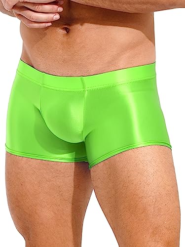 Men's Low Rise Glossy Bulge Pouch Boxer Brief Underwear Male Swimming Shorts Trunks3
