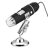 USB Microscope 8 LED USB 2.0 Digital Microscope, 40 to 1000x Magnification Endoscope Mini Camera with OTG Adapter and Metal Stand, Compatible with Mac Window 7 8 10 Android Linux by Sunnywoo (Black 1)