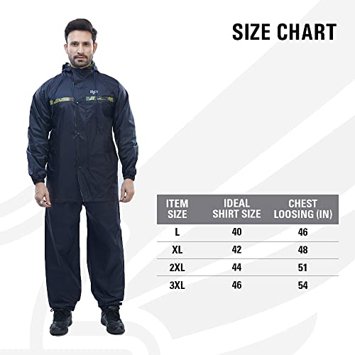 Image of Reliable Rainwear H2O Rambo Suit | Reversible Raincoat For Men Waterproof | Reversible Rain Jacket For Bike Rides | High Neck Collar & Attached Hood