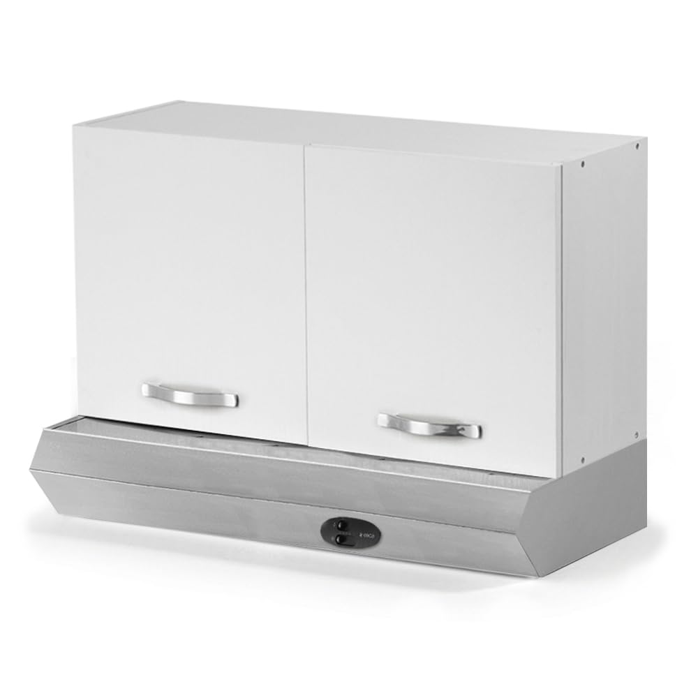 REDÒKASA Pensile per cucina componibile da 90 cm con due ante, realizzata in legno 100% MADE IN ITALY disponibile con o senza cappa (Cappa Inox, Bianco)
