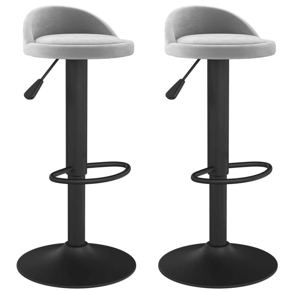 Chaise de bar en velours gris et acier avec assise pivotante et réglable style scandinave chic