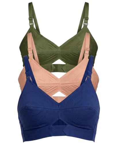 Image of Brida Kavya Xtra Soft Cotton Round Stitch Bra for Women | Full Coverage | Non-Padded | Wireless | Double Layer Support | Heavy Bust | Combo Pack | Colours May Vary