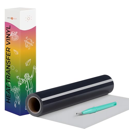 Image of HTVRONT Heat Transfer Vinyl Dark Blue HTV Rolls - 12 inch x 20ft Dark Blue Iron on Vinyl for All Cutting Machines, HTV Vinyl for Shirts - Easy to Cut & Weed for Heat Transfer Design