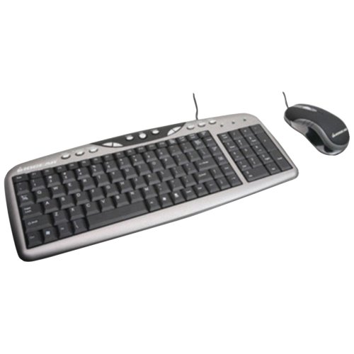 IOGEAR GKM502 Compact Wired Desktop and Mouse Combo en color negro y gris para uso diario