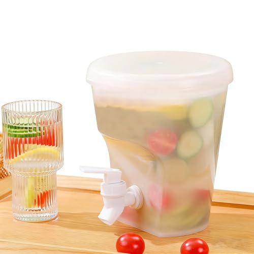 2.5L Wasserbehälter Mit Hahn Getränkespender Wasserspender Matschküche Getränkespender Mit Zapfhahn für Kühlschrank Großer Behälter für Eistee Limonade Wasser Spender Drink Dispenser Saftspender C