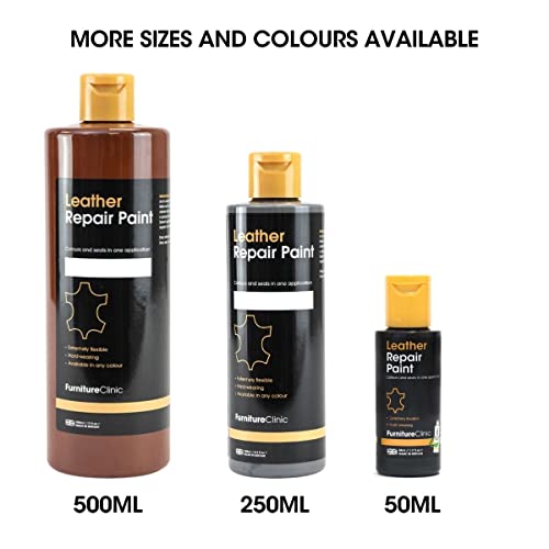Image of Furniture Clinic Leather Repair Paint | 2-in-1 Seal and Color | Use on Scratches, Tears, and Holes in Car Seats, Furniture | Quick and Easy Leather Repair Kit for Furniture (Beige, 500ml / 17oz)