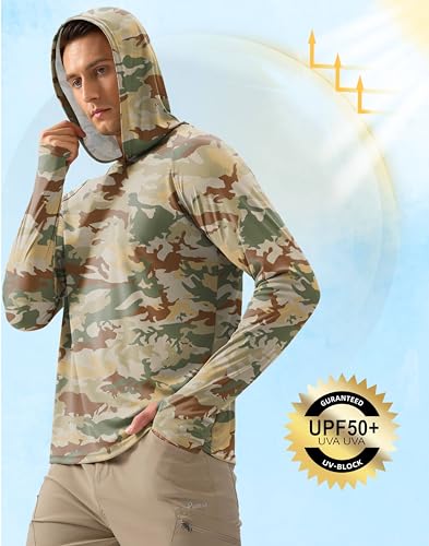 Pudolla Men's Sun Protection Hoodie Shirts UPF 50+ Rash Guard SPF Long Sleeve Fishing Shirt for Men Swim Hiking Boating2