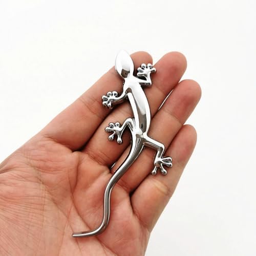 Image of 2 Pcs 3D Spiders Chrome Emblems Badges Sticker Car Decorations for AirPods Ma Decoration for All Universal Car Vehicle, Truck, Motorcycle, RV, Scooter, SUV, Door, Window Spider (2 Pcs Gecko-Silver)