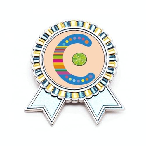 Broche lettre C motif fruits oranges en métal, le cadeau idéal