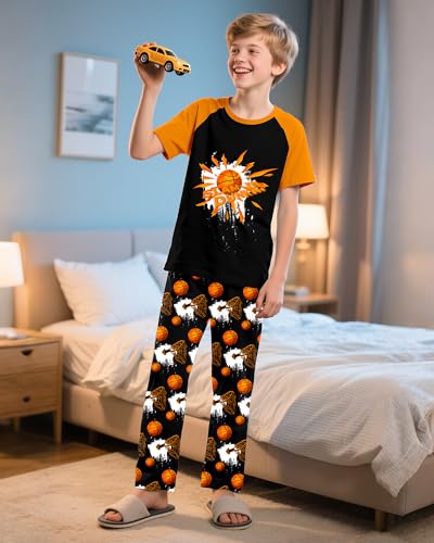 Boys Pajamas Little Big Boys Pajamas Short Sleeves and Pants 2 Pieces Summer Pjs Set Kid Sleepwear Size 8-142