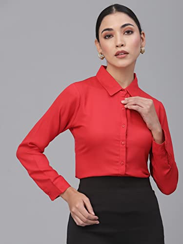 Image of Style Quotient Women Solid White Polymoss Regular Formal Shirt