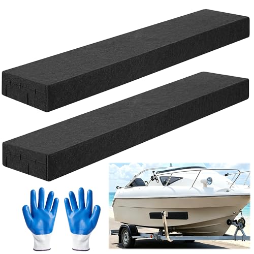 SHANGXING 2 Pcs Boat Trailer Bunk Boards 24 L Carpeted Boat Trailer Bunks with Full Protection Black Marine Bunk Boards to Provide Extra Support Prevent Scratched