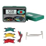 DY4100 Erdungswiderstandsmessgerät 3-Leiter Test für Stromsysteme - Präziser Elektrotester mit LCD Display und Überlastschutz bis 2000Ω für Außenbereich(DY4100)