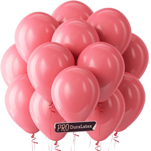 Image of Bezente Pro Duralatex Coral Balloons - 100 Pack 12 inch Extra-Thick Pastel Coral Red Balloons for Bachelorette Wedding Engagement Birthday Summer Themed Party Decorations