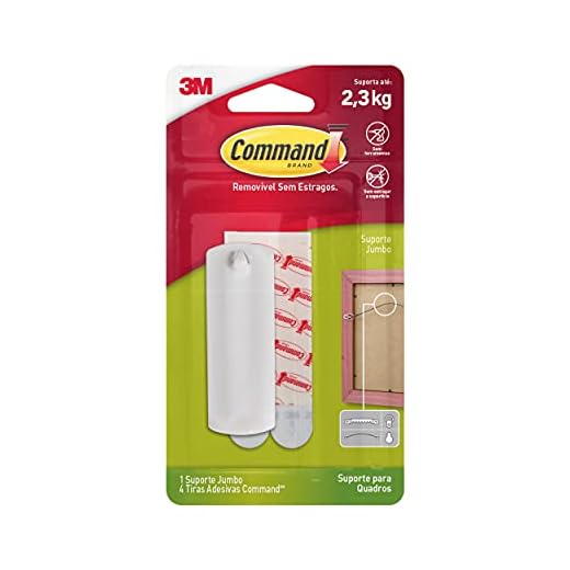 Command, 3M, Suporte para Quadros, Adesivo Removível sem Estragos, Grande, Branco, 1 unidade