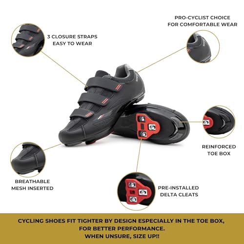 Image of Tommaso Strada 100 Dual Cleat Compatible Indoor Cycling Class Ready Bike Shoe - Look Delta - 43 Black