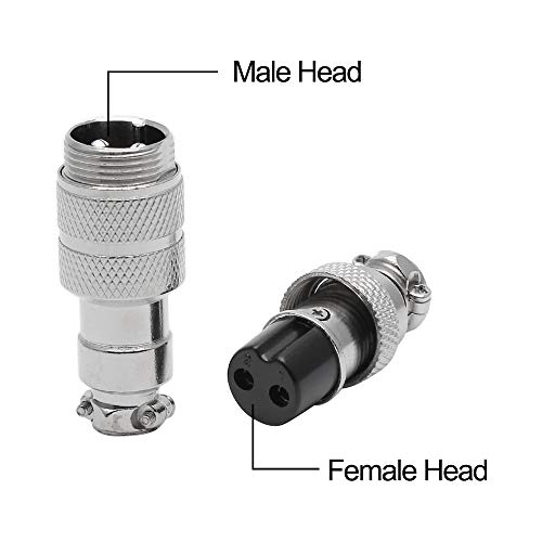 Conector de aviación GX16-2P 2 pines metálico resistente agua miniatura 6