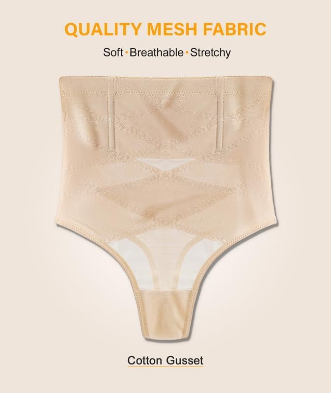 SIMIYA Thong Shapewear Tummy Control for Women High Waist Stay-Put Body Shaper Girdle Compression Stomach Shapewear Thong - Image 4