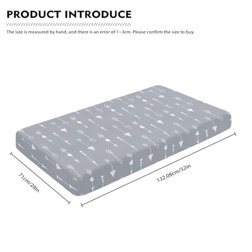 Image of Arrows Baby Crib Sheets for Boys Girls Grey Fitted Crib Sheet for Standard Crib and Toddler Mattress Cute Baby Mattress Sheets Toddler Bed Sheet 52x28x8 in
