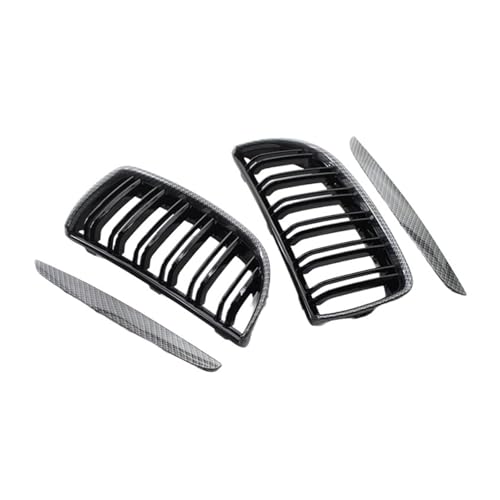 Parrilla delantera para BMW E90 y E91 (2005-2008) con doble lama en aspecto de fibra de carbono