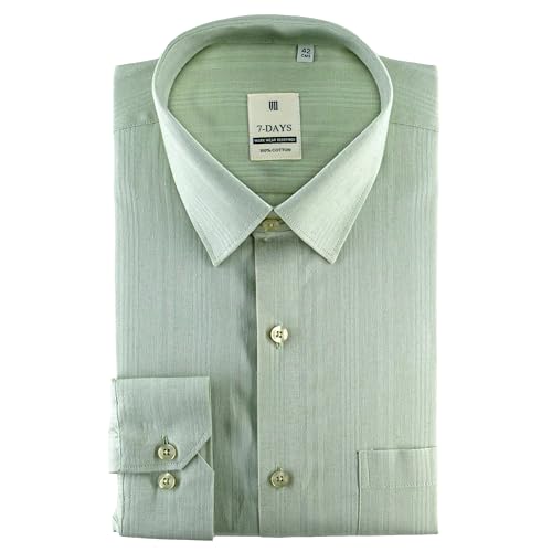 Image of 7-DAYS Men's Premium Formal Shirts - Regular Fit, Full Sleeve, 100% Pure Cotton, Self-Design, with Pocket - Stylish Office Shirts for Men