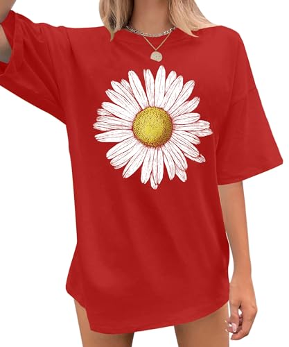 Chemises tournesol pour femmes tiorhooe haut ample d'été à motif marguerite