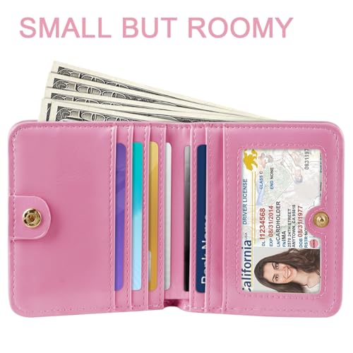 Image of Small Womens Glitter Wallet Thin Credit Card Holder Pocket | Compact Women Slim RFID Blocking Bling Wallets Bifold Ladies Mini Purse Pocket for Travel & Daily Use, Pink
