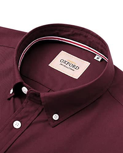 Image of Alimens & Gentle Mens Solid Oxford Shirt Long Sleeve Dress Shirt Work Casual Button Down Shirts with Pocket