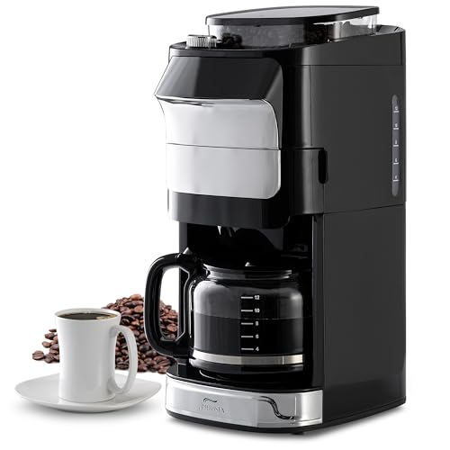 12-Cup Digital Drip Coffee Maker with Built-In Burr Grinder | Pro...