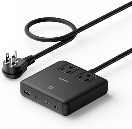 TESSAN USB C Charger Block, Fast Charging Station for Multiple Devices, PD 100W, 6-in-1 GaN Desktop Power Strip Compatible with iPhone 16/15, MacBook, 3 USB-C, 1 USB-A& 2 AC, for Home Office Travel