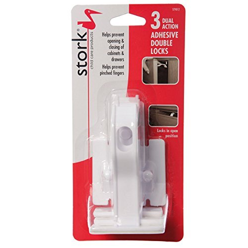 Stork Child Care - Paquete de tres cerrojos adhesivos para armario