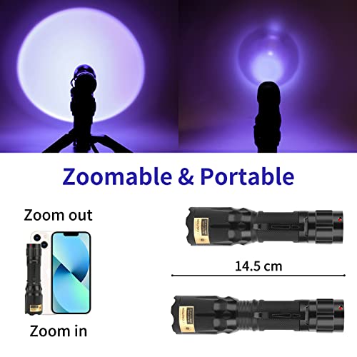 Hsxmn Uv Flashlight 365Nm & 395Nm, Powerful Black Light Led Light Wood’s Lamp Blacklights, Zoomable Handheld Ultraviolet Torch Detector For Pet Urine Dry Stains, Curing Uv Glue, Rocks & Minerals #TOP1