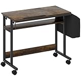 VSOGA Escritorio ajustable en altura 92 × 40 cm – Mesa de ordenador con ruedas, marrón rústico