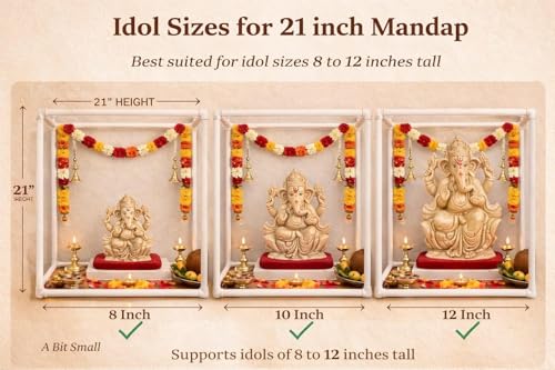 Image of SAUDEEP INDIA 54cm Ganpati Mandap for Ganesh Chaturthi Idol Home Decor | Ganesh Murti Sthapana Stand | DIY Pooja Pandal Backdrop Frame Setup | Home Temple Ganpati Bappa Idol Platform
