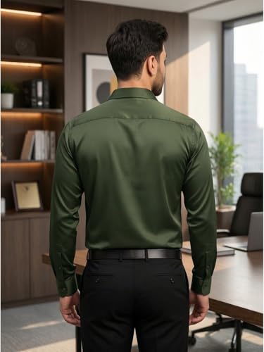 Image of DEELMO Combo of Men's Stylish Solid Satin Casual Shirt for Men Full Sleeves| Poly Satin Silk Shirt Pack of 2