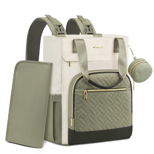 Image of LOVEVOOK Diaper Bag Backpack, Large Capacity Portable Baby Bag with Foldable Diaper Changing Pad, Waterproof Baby Diaper Bags for Mon Dad, Olive Green