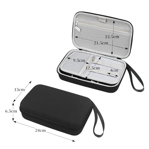 Teskyer ガジェットポーチ 大容量 ハード ガジェットケース 三層式 EVA材質 収納ポーチ モバイルバッテリー ケース 多機能 USBメモリ イヤホン 充電器 PC周辺小物 ケーブル収納 化粧 出張/旅行用 TC05BK（ブラック Ｍ）