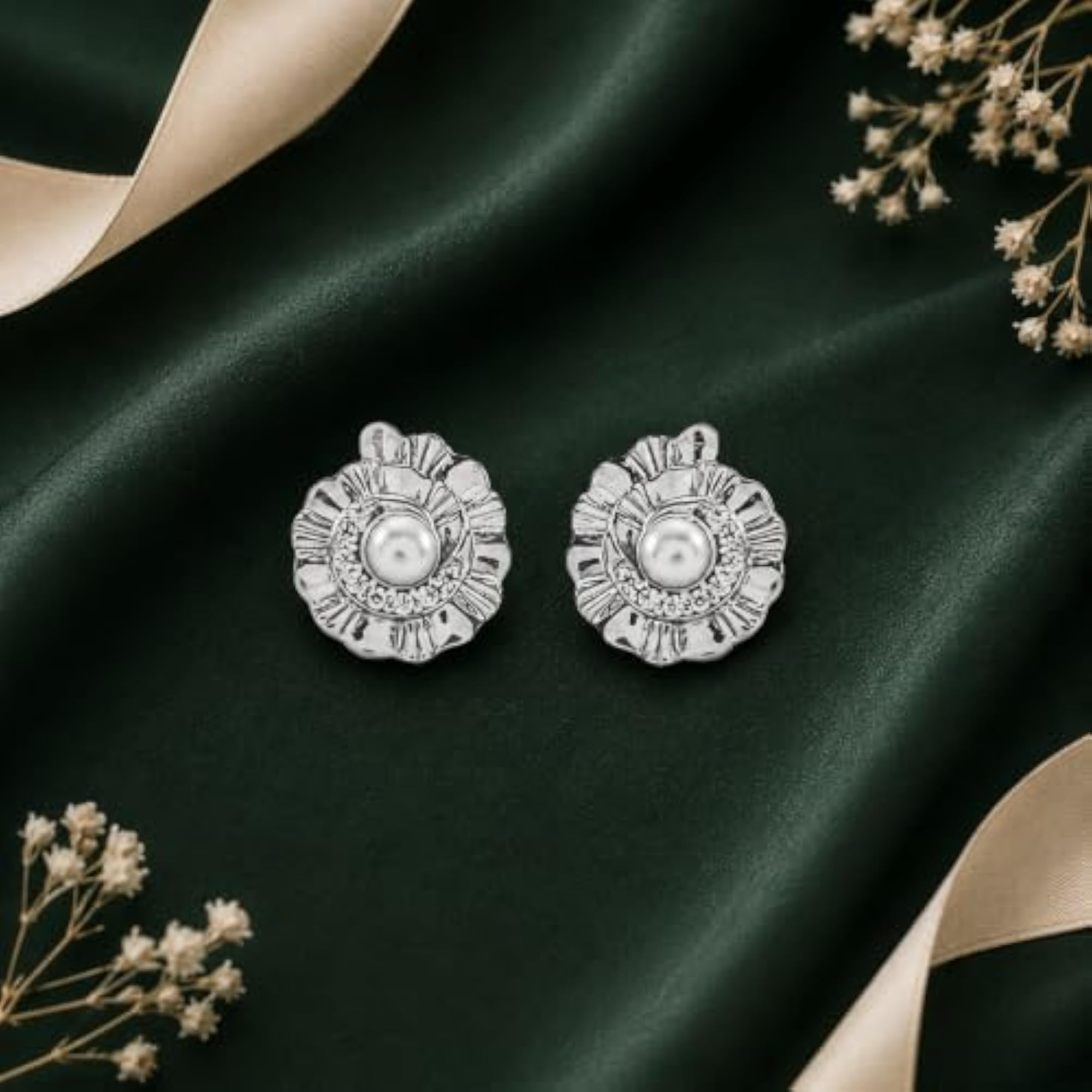 925 Sterling Silver Seashells Pearl Stud Earrings