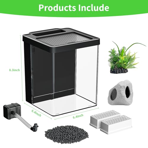 Betta Fish Tank,Aquarium kit 1.5 Gallon Fish Tank,with Filter LED Light, Water Pump, Decorate Water Plants and Sand, Aquarium Starter Kits, Fish Bowl - Image 4