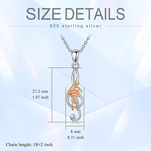 Meiderbo Ballerina Necklace 925 Sterling Silver Dancer Ballet Music Necklaces Treble Clef Music Note Pendant Ballerina Dancing Jewelry Gifts For Women Teen Girls #TOP5