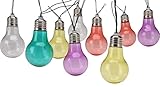 Spetebo LED Solar Glühbirnen Lichterkette bunt - 3,80 m - Garten Beleuchtung mit 10 mehrfabigen LED - Terrasse Balkon Party Deko Außen