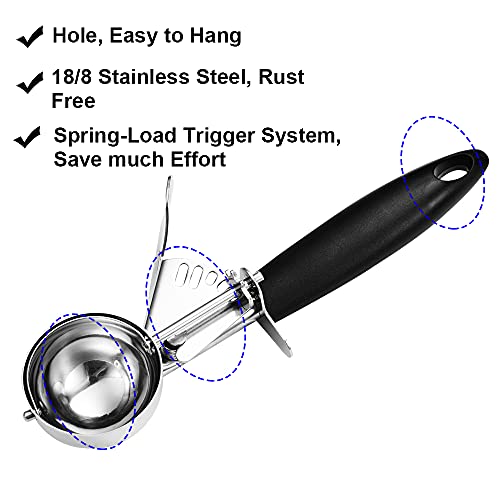 Saebye Cookie Scoop Set, 3 Pieces Ice Cream Scoop Set, 0.8 Oz/ 1.4Oz/ 2.7Oz, Large-Medium-Small Size Disher Scoop, Portion Scoop, Cookie Scoops For Baking For Cookie Dough, Cupcake Batter Or Ice Cream #TOP2